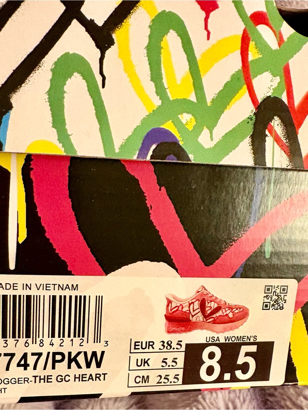 NWT Skechers Pink & Red Graffiti Platform Sneakers - Picture 6 of 7